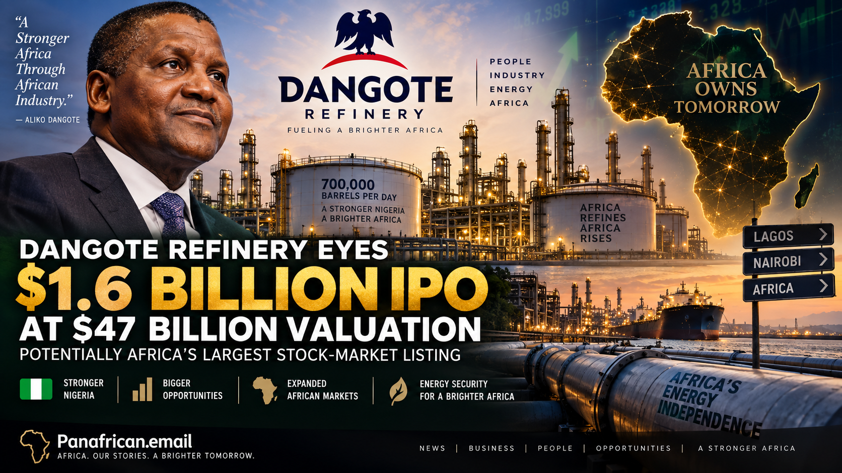🇳🇬 Dangote Refinery Launches $1.6 Billion IPO in Africa’s Biggest Share Sale