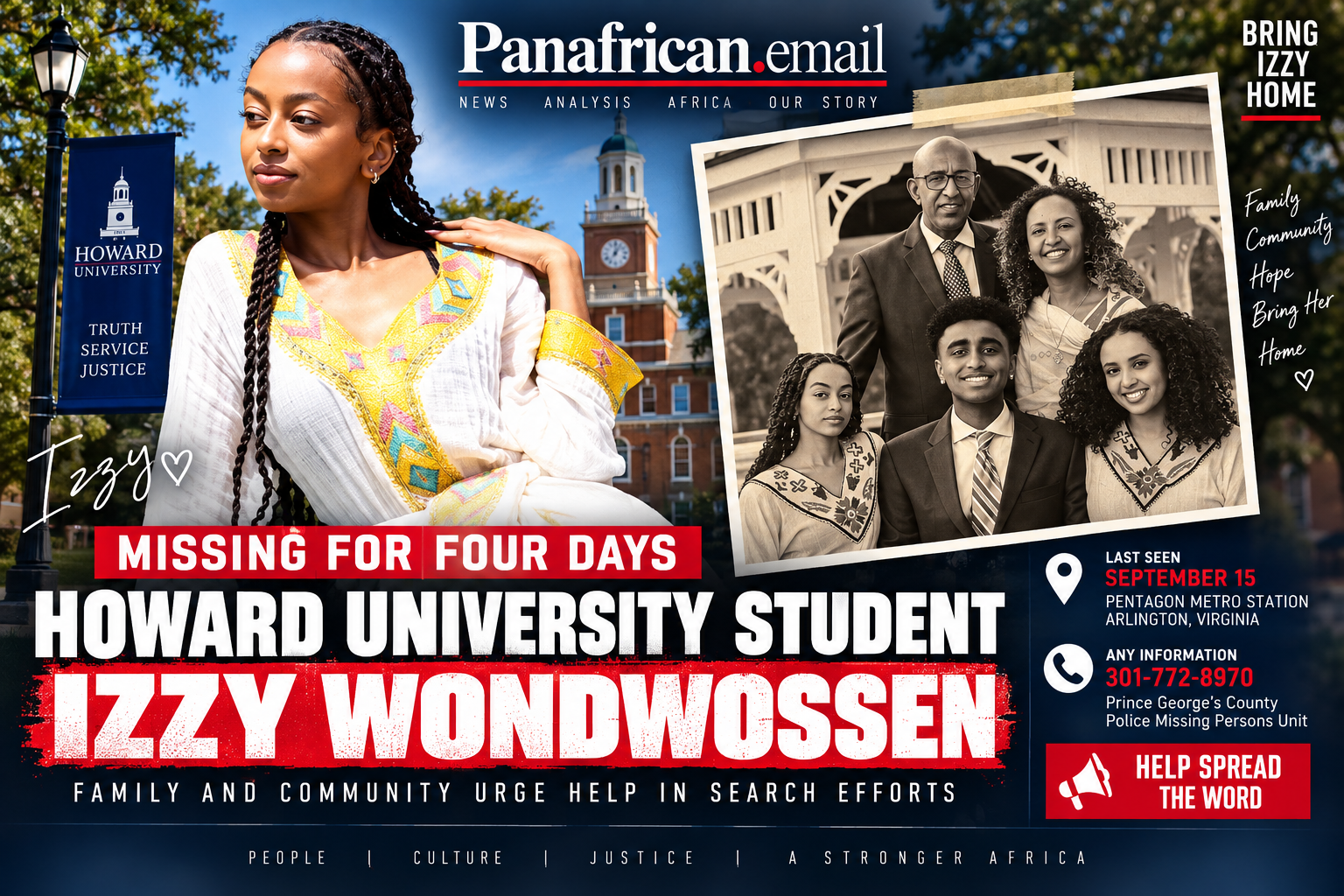 🇺🇸 Howard University Student Izzy Wondwossen Missing for Four Days as Family Appeals for Help