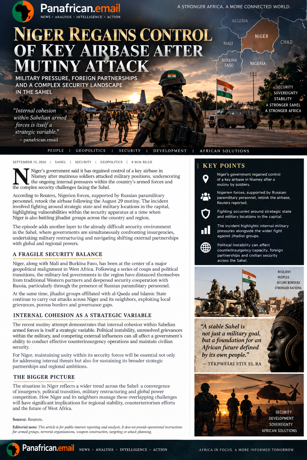 🇳🇪 Niger’s August Coup Attempt Exposes Pressure Inside the Sahel Security System