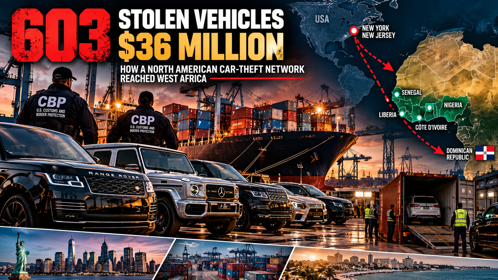 🇺🇸 603 Stolen Vehicles, $36 Million: How a North American Car-Theft Network Reached West Africa