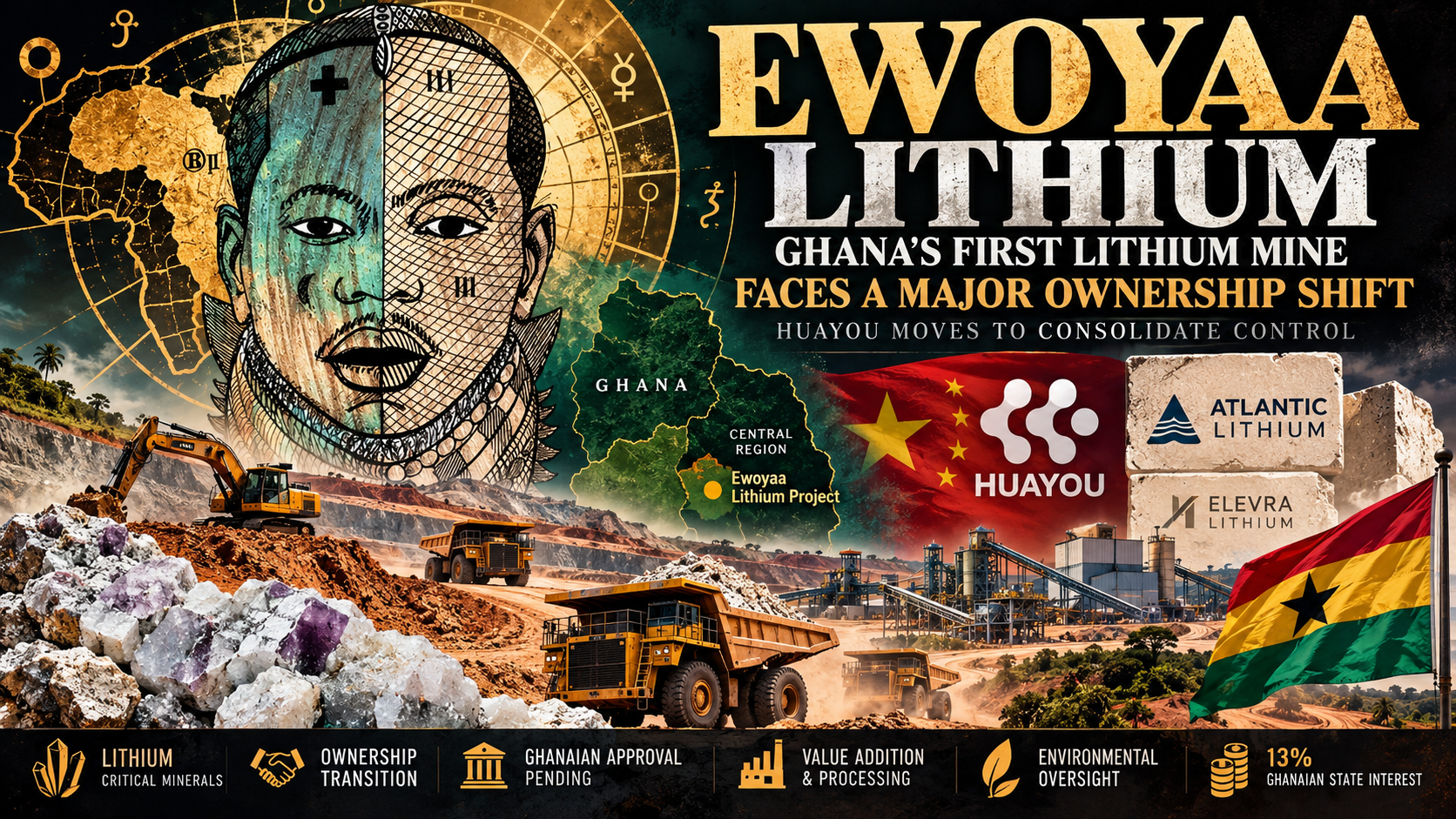 🇬🇭 Ewoyaa Lithium: Ghana’s First Lithium Mine Faces a Major Ownership Shift as Huayou Moves to Consolidate Control