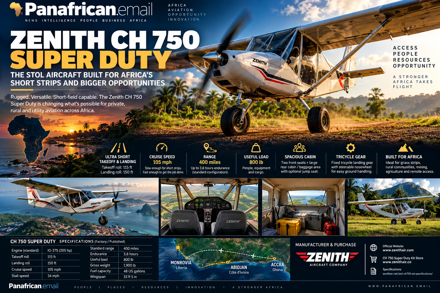 🌍 Zenith CH 750 Super Duty: The STOL Aircraft Built for Short Strips and Heavy Loads