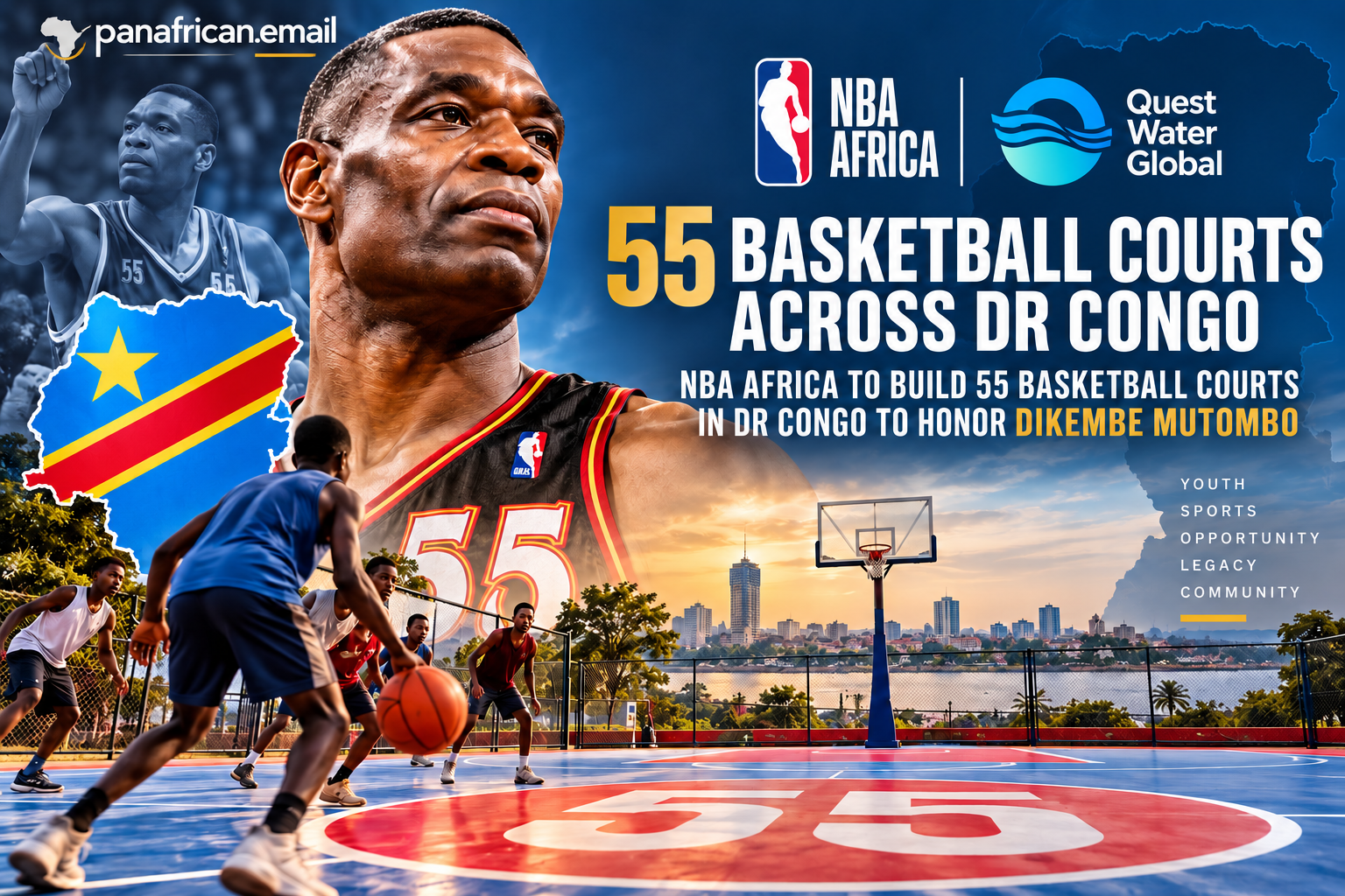 🇨🇩 NBA Africa to Build 55 Basketball Courts Across DR Congo to Honor Dikembe Mutombo