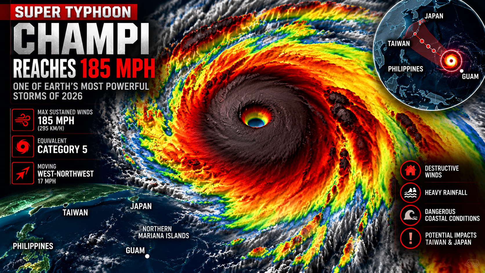 🇲🇽 Super Typhoon Champi Reaches 185 MPH as One of Earth’s Most Powerful Storms of 2026